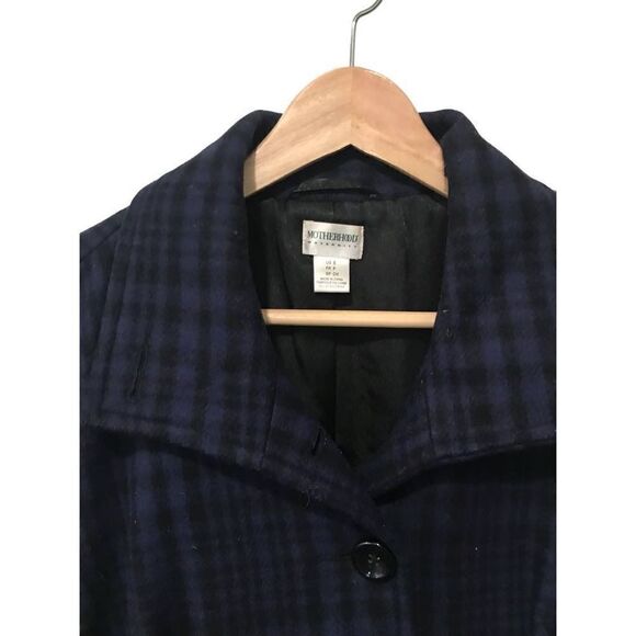 Motherhood Maternity Wool Blend Blue Black Plaid Peacoat Small - Picture 5 of 14